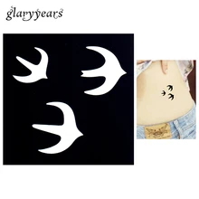 1 шт., Женский трафарет для макияжа, тела, хны, тату, художественная живопись, ласточка, птицы, дизайн, водостойкий, хна, трафарет для татуировки, паста, бумага, G77