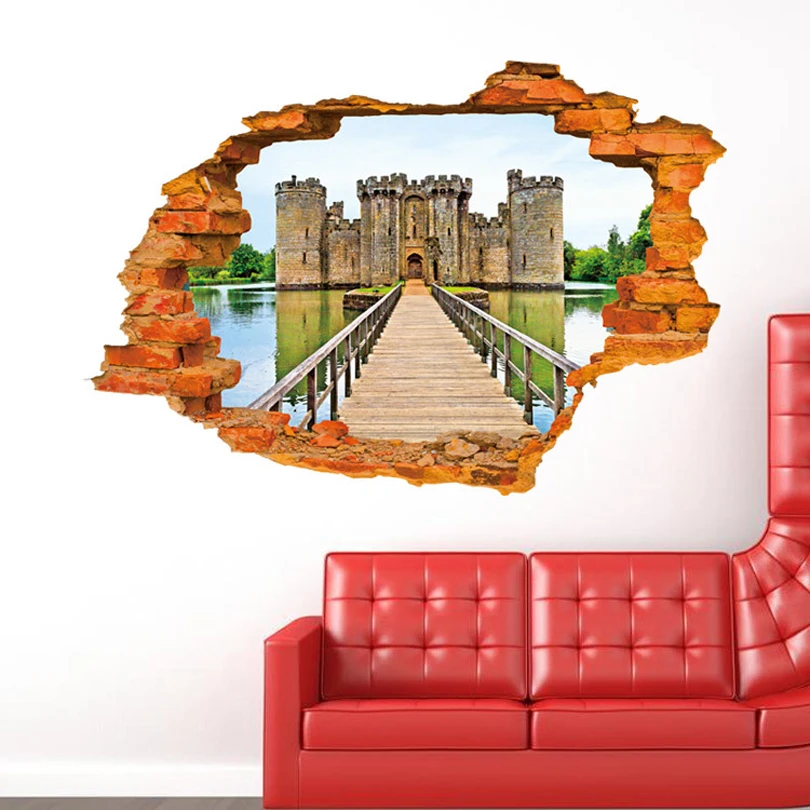 Wall Paintings Three Dimensional Stickers Castle Wall Paintings Three Dimensional Stickers Castle Sticker For Home Hotel Room Bathroom Decoration Wx91627 In From