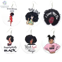 SOMESOOR, pendientes Vintage africanos de madera Delta Magic Girl, Poppin Melanin, joyería negra Afro, fotos, colgantes para mujeres