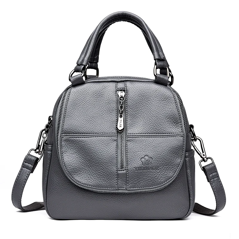 Женские маленькие кожаные рюкзаки для девочек, винтажный Многофункциональный рюкзак для школы в консервативном стиле, женский рюкзак, Новинка - Цвет: gray backpack