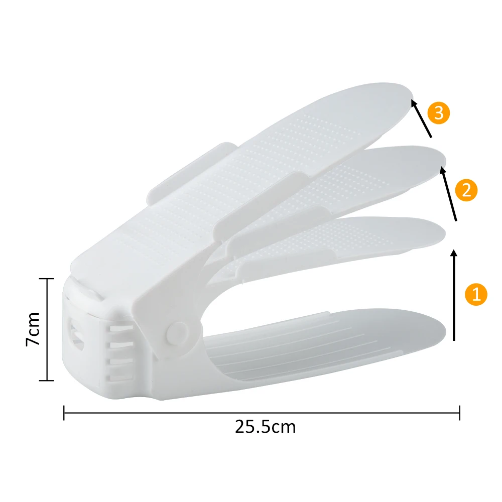 10 шт. Пластиковые регулируемые стойки для обуви Органайзер для хранения, домашний двойной слой стойки держатель для мужчин или женщин обувь Органайзер Белый