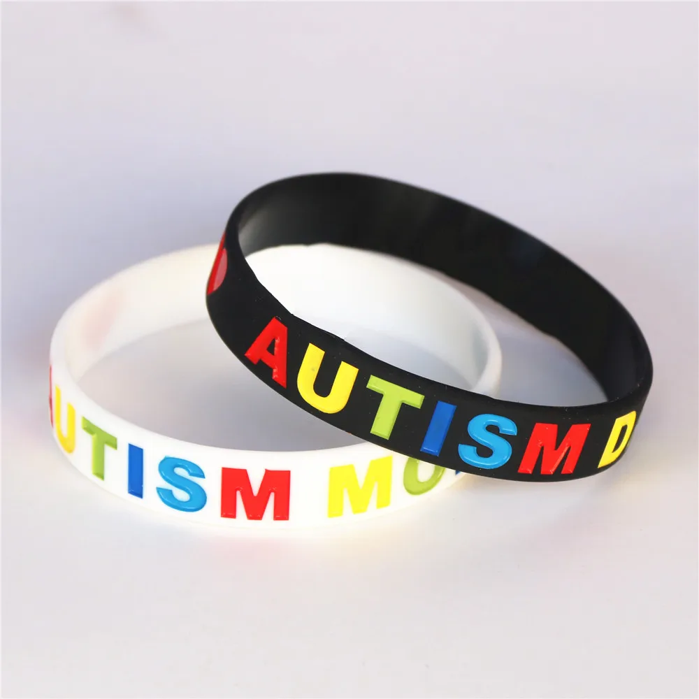 1 шт., дизайн, силиконовый браслет с надписью Love Autism для папы и мамы, 2 цвета, черный, белый, браслеты, семейные подарки, SH123
