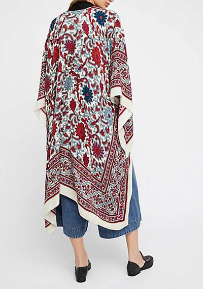 Женская блузка в стиле бохо Jessie Vinson, длинное шифоновое кимоно с богемным принтом, коротким рукавом "летучая мышь", кардиган, пляжная накидка, большие размеры - Цвет: Color 3