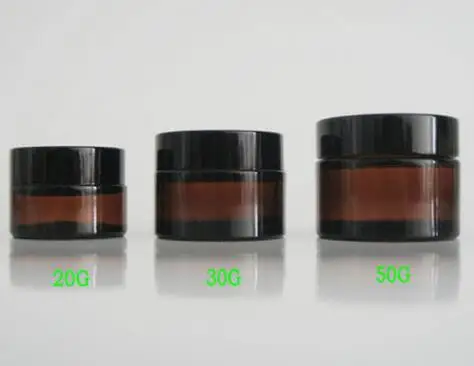 Hot sale 5G/10G/20G/30G/50G amber glass cream jar,cosmetic container,Cosmetic Jar black lid glass bottle
