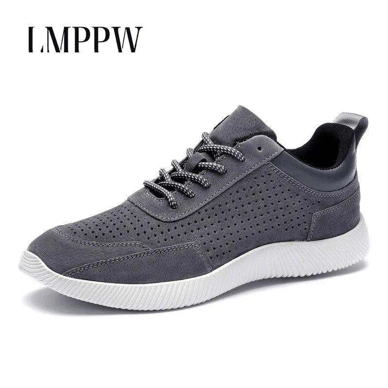 

2018 New Summer Fashion Leather Men's Shoes Casual Breathable Hollow Out Shoes Comfortable Genuine Leather Men Sneakers Outdoor