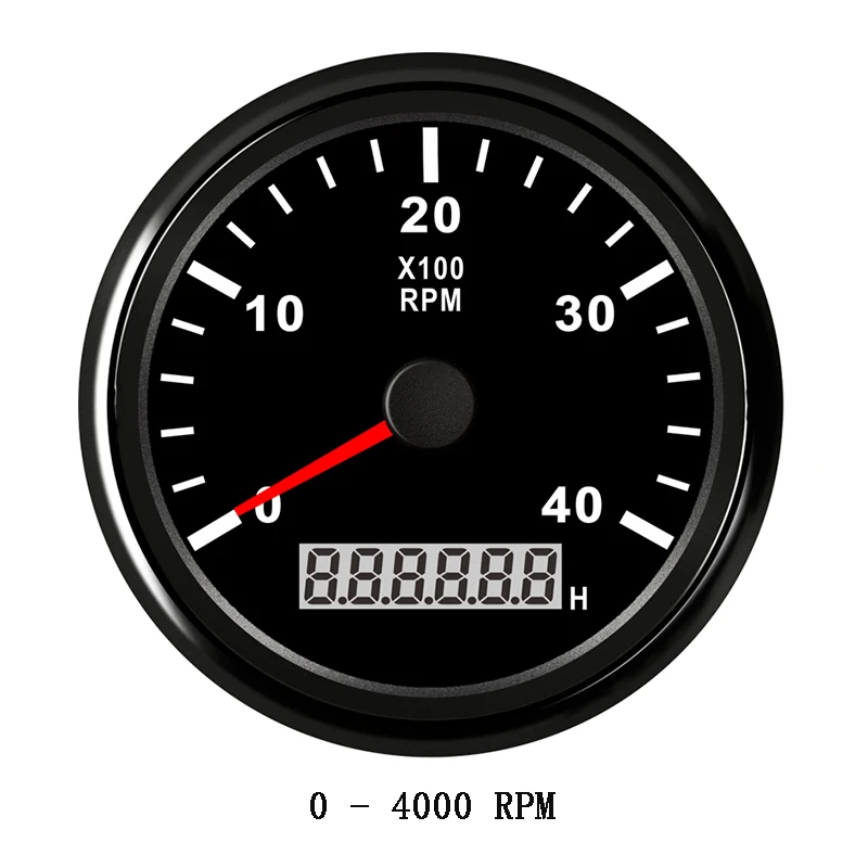 

0-4000 RPM Boat Tachometer Marine Tacho Gauge Meter Tuning 85mm LCD Rev Counter Revolution Meter with Hour Meters for Auto Truck