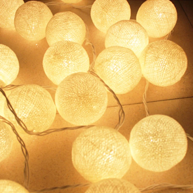 5M led christmas string lights 6cm big cotton ball light 20led AC220V/110v garland patio lights with tail plug