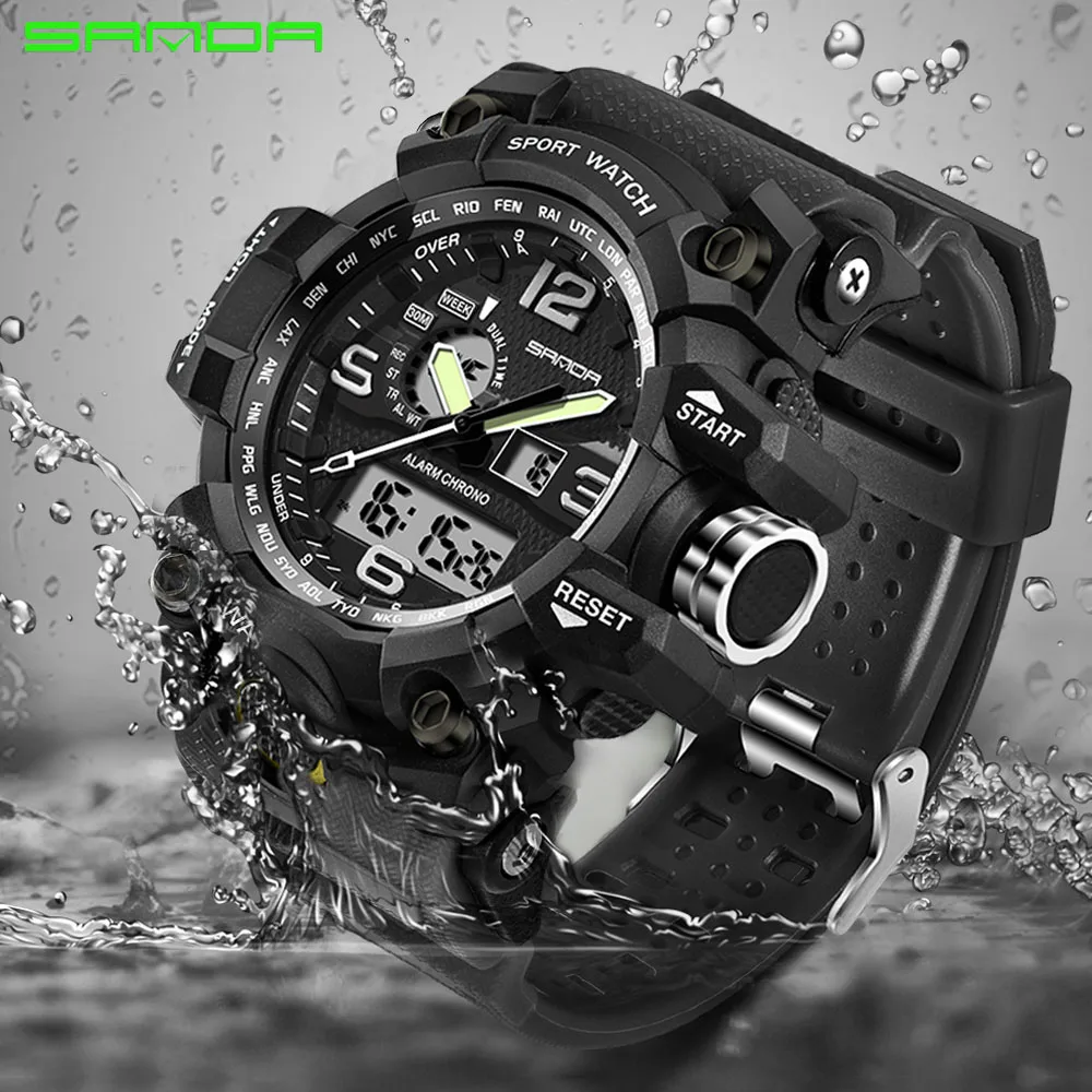 2017 SANDA Military Dual Display Digital Watch G Style Sport Military