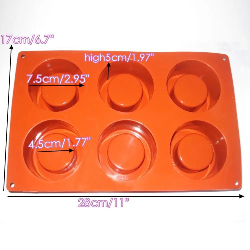 Форма для выпечки 6 отверстий силиконовая антипригарная|cake mould|muffin cupssilicone mold |