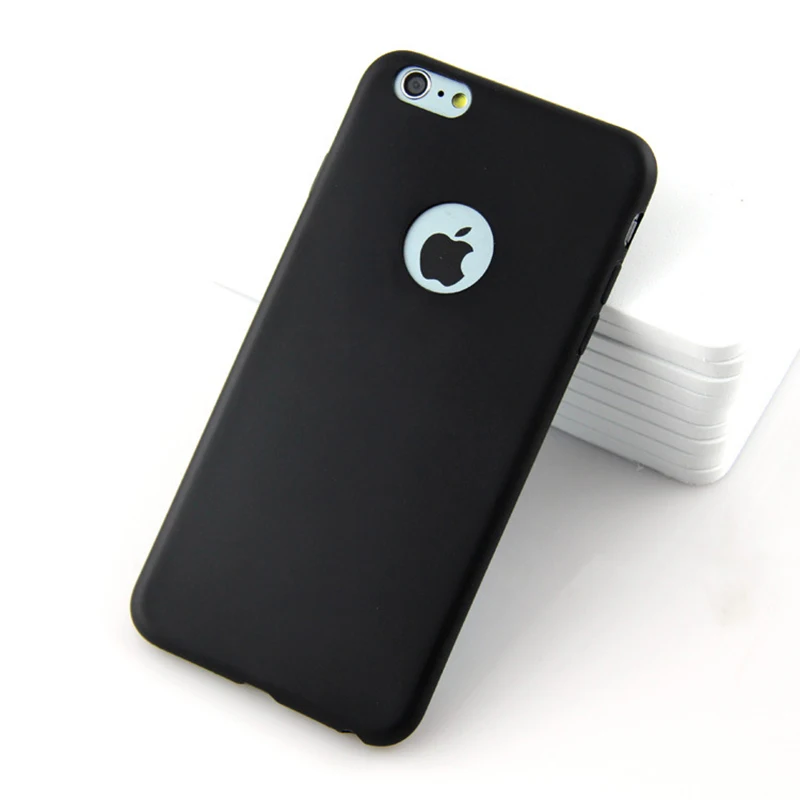 С отверстием для логотипа, силиконовый чехол для iPhone 5 5S se, 6, 6s, 7, 8 Plus, карамельный цвет, мягкий ТПУ чехол для iPhone X, XR, XS, Max, чехол для телефона - Цвет: Black
