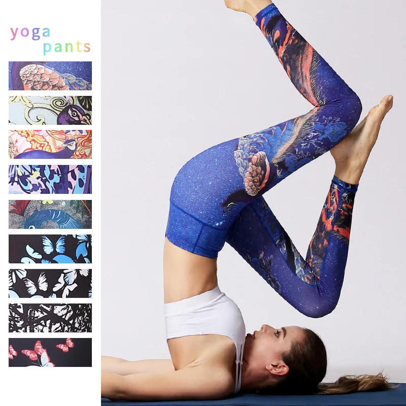 

Yoga Leggings Sport Fitness Women High Waist Yoga Pants Printed Stretched Workout Running Gym Sport Tight Scrunch Leggins