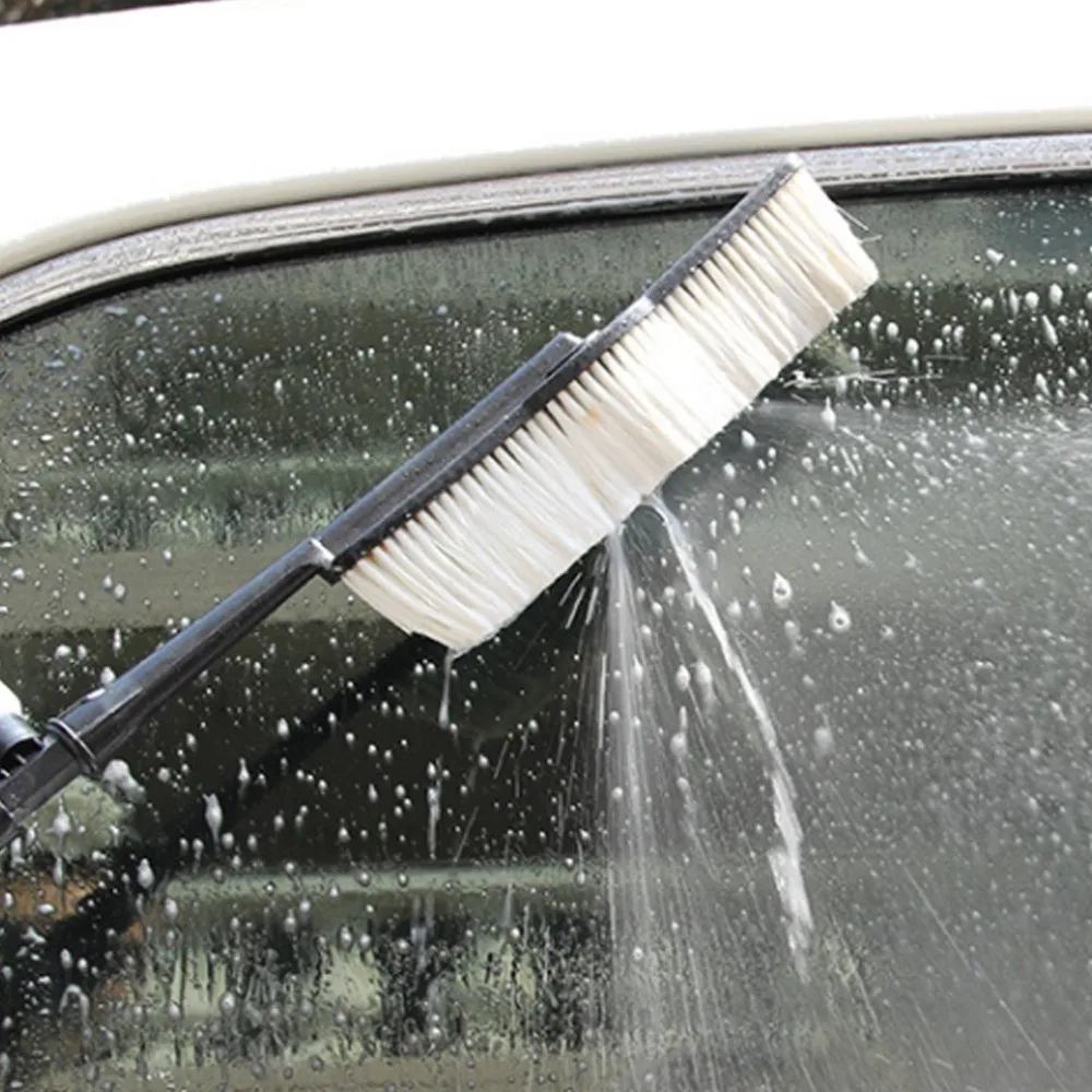 Auto Exterior Retractable Car Wash Brush Long Handle Water Flow Switch