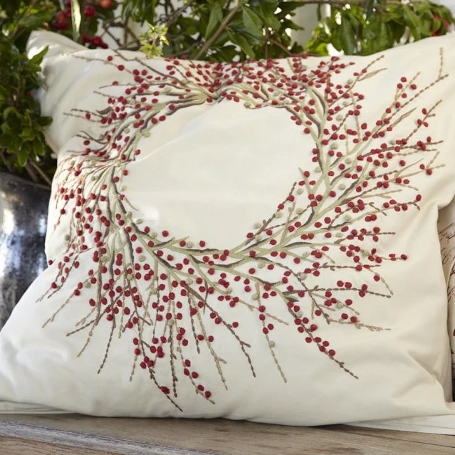 45x45cm Christmas home ikea embroidered cushion garland retro vintage