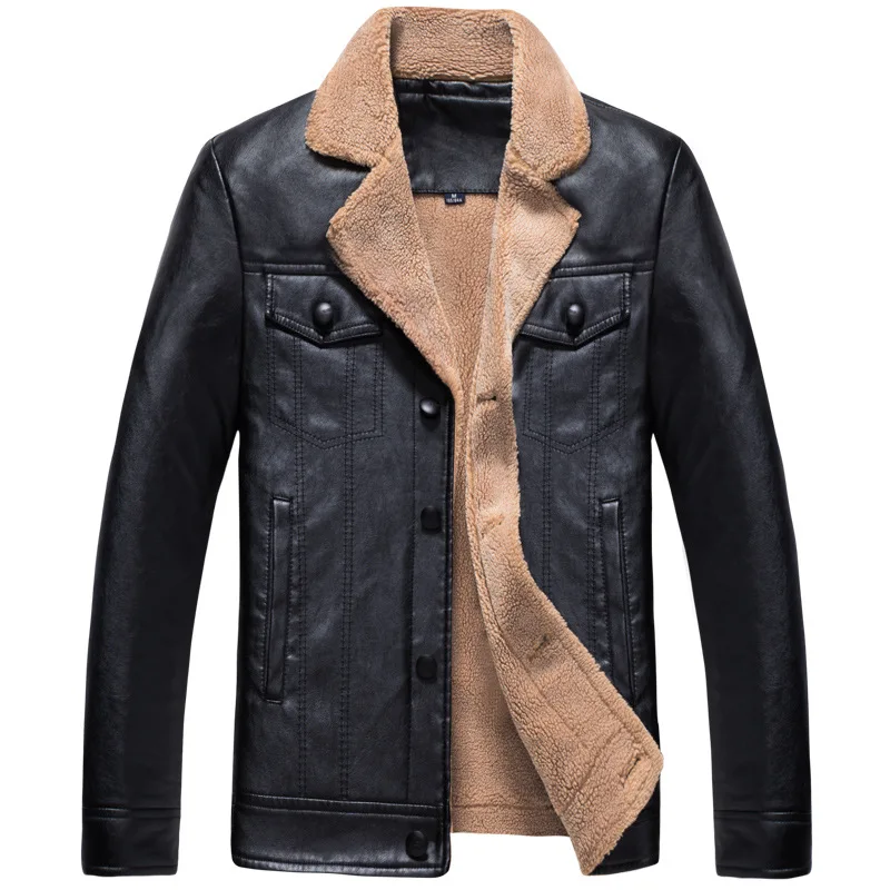 Fashion Winter Warm Jackets Men Windproof Thick Velvet Casual Jackets Men Parka Cargo Coats Streetwear PU Leather Biker Jackets