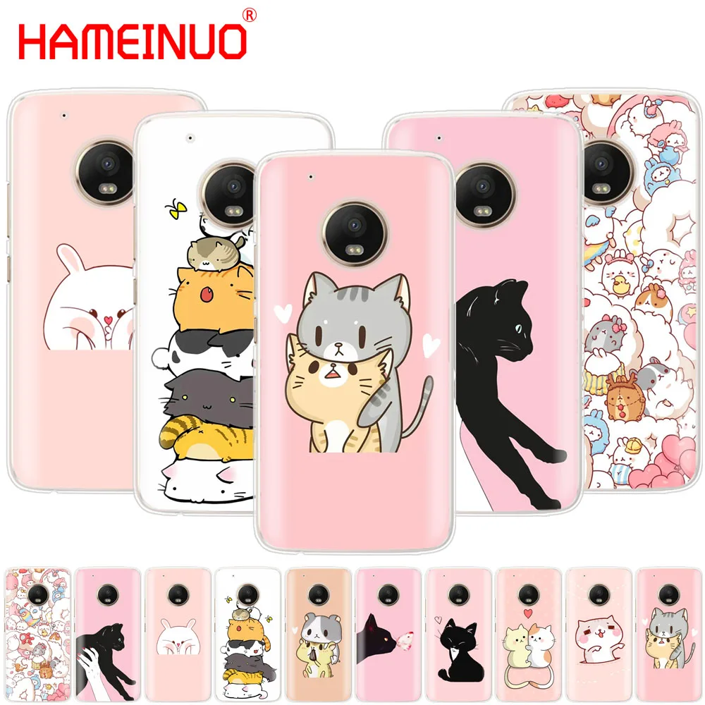 HAMEINUO Kawaii Molang с рисованным аниме собаки кошки кожаный чехол для мобильного телефона чехол для Motorola Moto x4 C G6 G5 G5S G4 Z2 Z3 PLAY PLUS