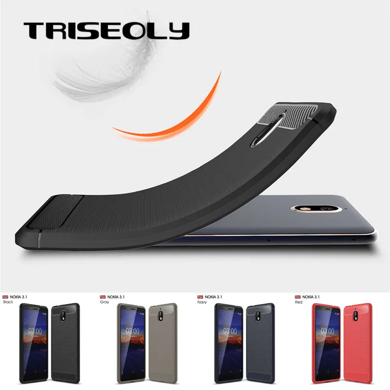 TRISEOLY For Nokia 3 2018 Case 3.1 Bag Carbon Fiber Brushed TPU Rubber Silicon Cover TA-1063 TA-1057 5.2 | Мобильные телефоны и