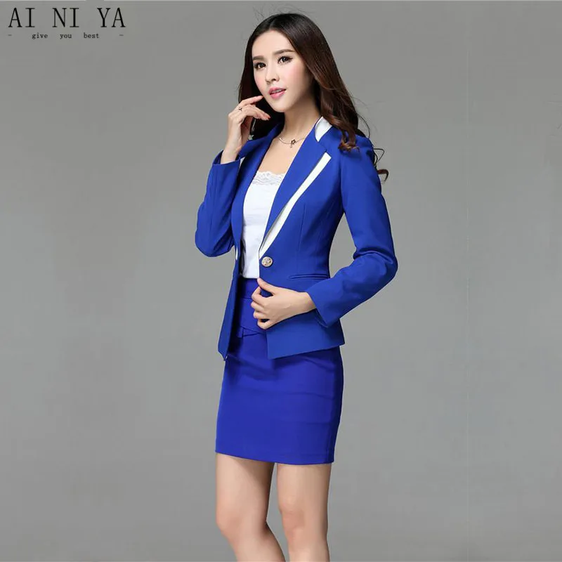 Royal Blue vrouwen business suits formele office suits werk 2017 mode dame korte werkkleding suits formele 2 delige set CUSTOM Royal Blue vrouwen business suits formele office suits werk 2017 mode dame korte werkkleding suits formele 2 delige set CUSTOM