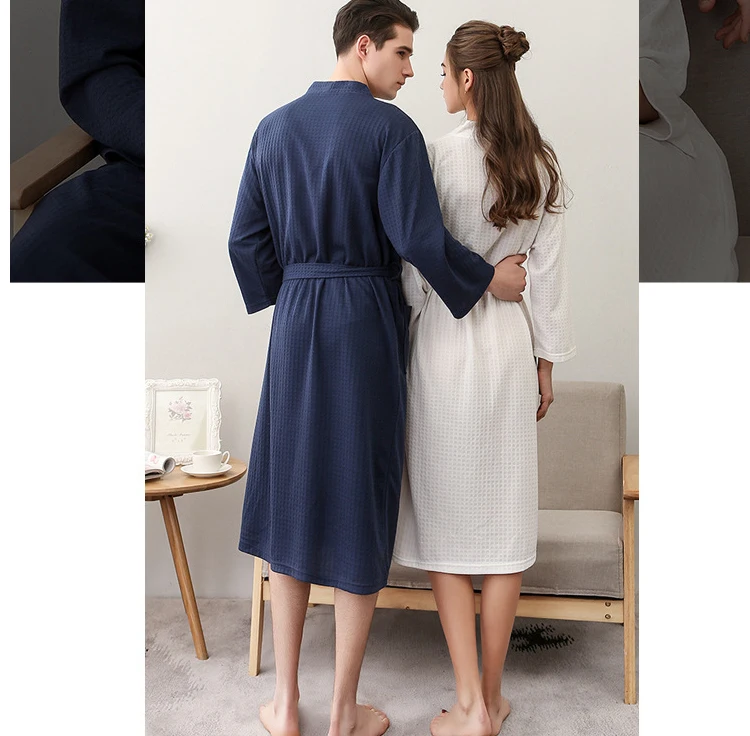 Men Woman Bathrobe Dressing Gown Plus Size M XL XXXL Lovers Summer Male Female Lounge Robes Nightgowns Couple Autumn Robe       66