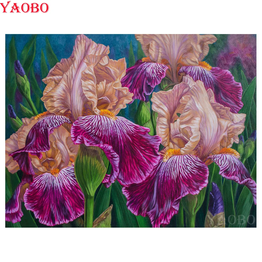 

5D DIY Full Round Square Diamond Painting Cross Stitch Iris flower 3D Diamond Embroidery Rhinestone Painting Mosaic Decor Gift