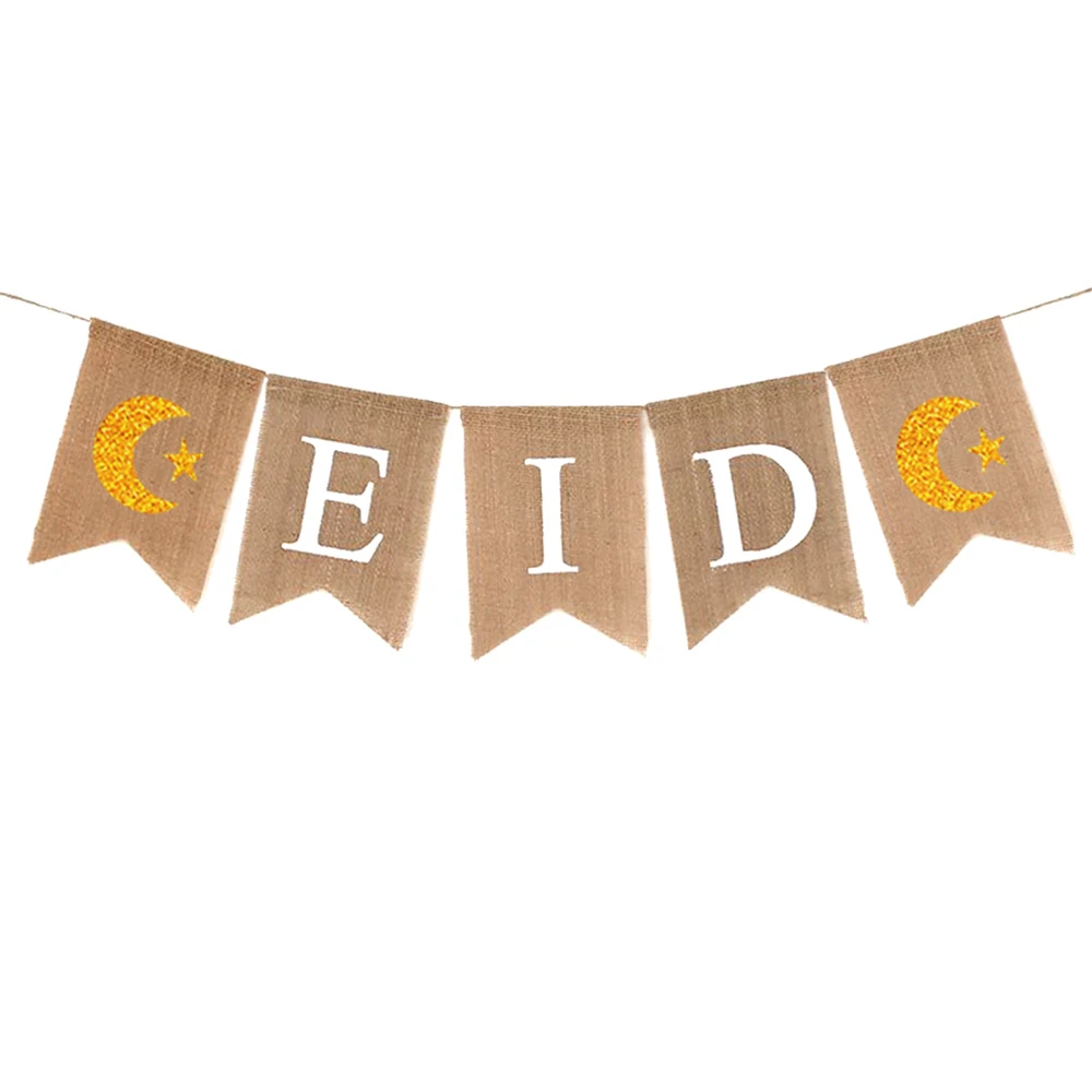 EID MUBARAK баннер блеск EID фестиваль гирлянда из ткани мусульманское украшение Мубарак