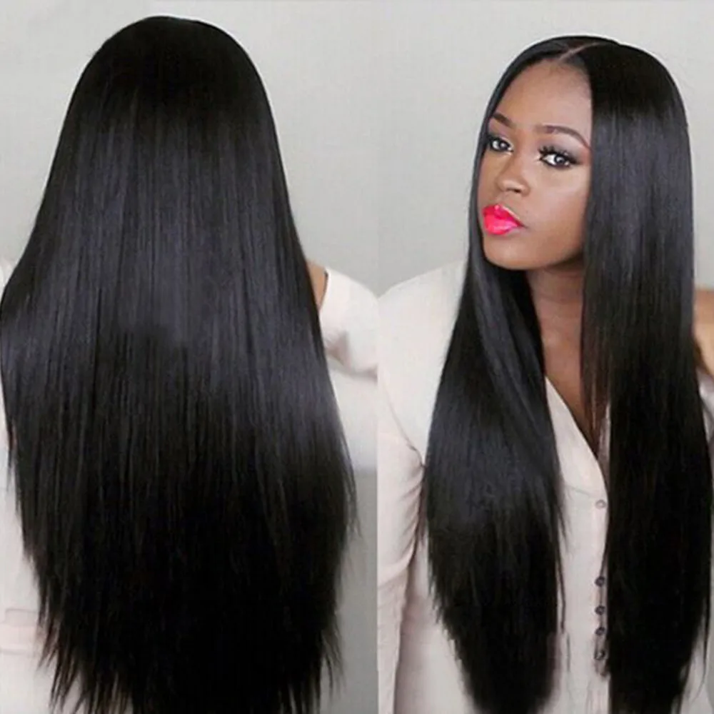 

Women Black Long Straight Wigs High temperature wire Brazilian Black Women Natural Wig Hair Cosplay Full Wigs Costume 2U81206