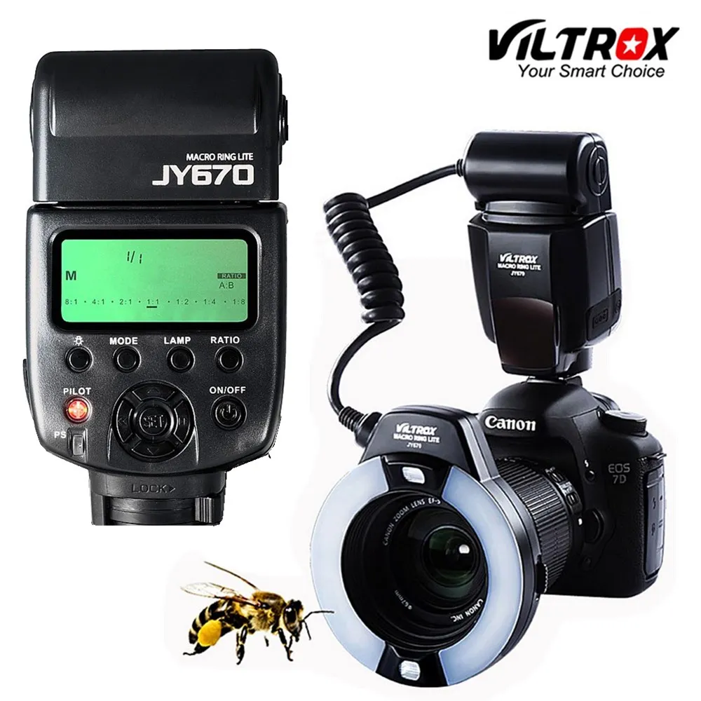 Viltrox Кольцевая вспышка JY-670 DSLR камера фото светодиодный макро кольцо Lite Вспышка Speedlite светильник для Canon Nikon Pentax Olympus DSLR камера