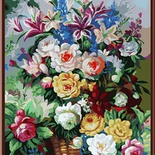 Безрамное Фотографии Живопись масляными красками по цифровому изображению декоративные картины расписанные вручную Холст Картина по номерам 40*50 цветок G319