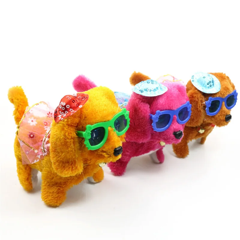 

Electric stuffed toy dog forwards towards the back doll