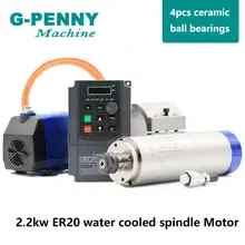 G-PENNY 2.2KW ER20 комплект шпинделя с водяным охлаждением мотор шпинделя водяного охлаждения и 2.2kw инвертор и 80 мм кронштейн шпинделя и 75 Вт водяной насос