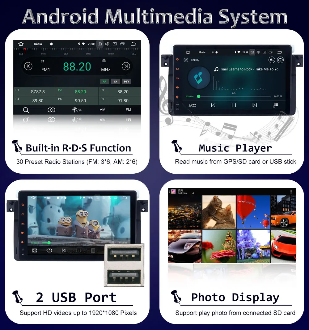 Excellent 9" Android 8.0 4GB RAM Car DVD Player For BMW 3 Series E46 M3 318i 320i 325i 328i Rover 75 MG ZT Car GPS Navigation Stereo Radio 11