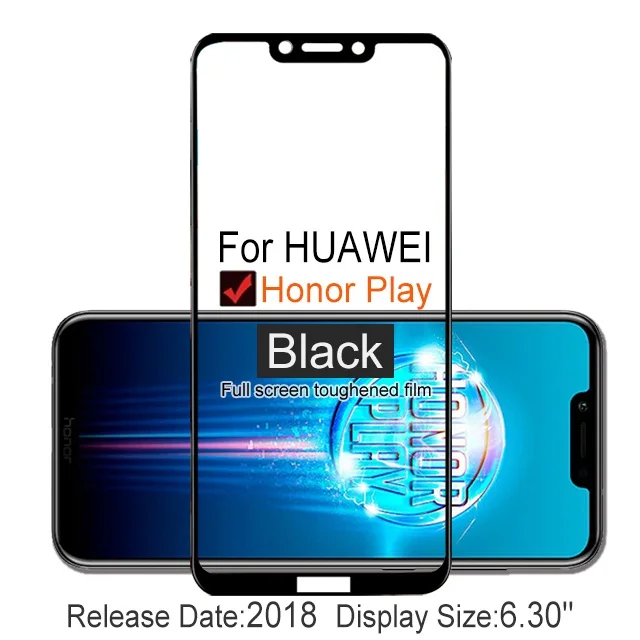 2 шт Полное покрытие экрана протектор 9H на Защитное стекло для huawei Honor Play чехол из закаленного стекла для COR L29 пленка - Цвет: Honor Play Black