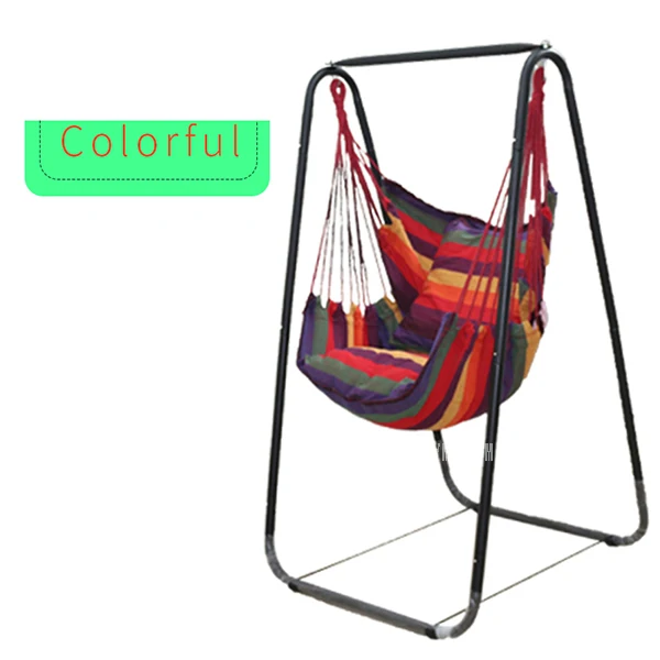 Модный гамак для дома, балкона, внутреннего сада, спальни, подвесное кресло для детей и взрослых, качающийся одиночный безопасный стул с кронштейном 150 см - Цвет: Colorful