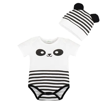 

Animal Clothing Set New Born Baby Summer Romper Cartoon Wave Decor Roupas Infantis Menina Bodysuit+Cap Animal Clothing Set