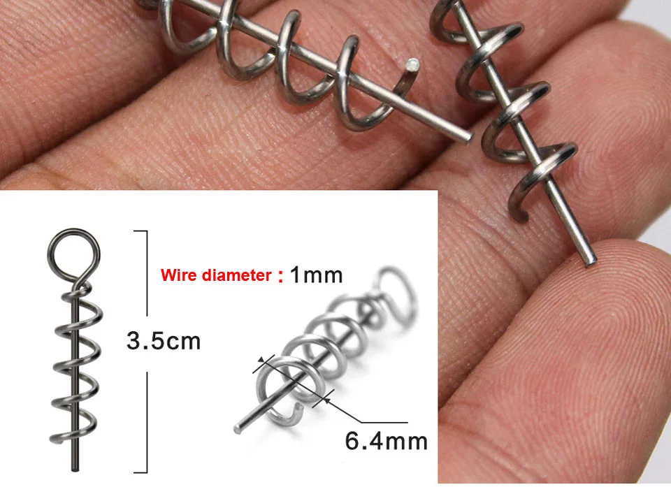 WALK FISH 1.5CM 3.5CM Fishing Hook Centering Pins Spiral Fishing bait Steel Spring Crank Lock for Soft Lure Fishing Accessories