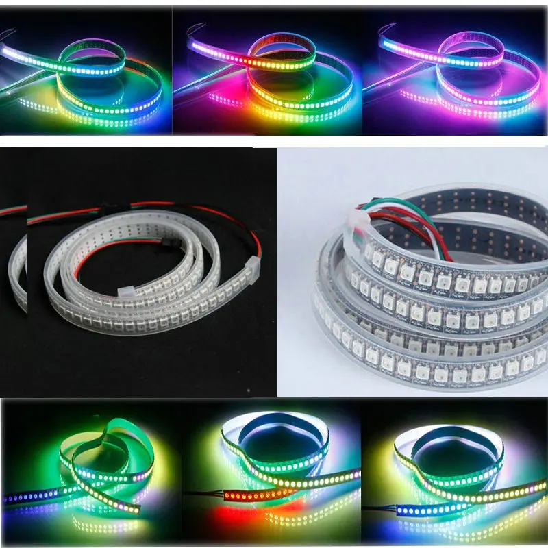 

1M 144LEDs WS2812B Individually addressable progammable Dream Color 5050 RGB LED Strip light 5V IP67 Waterproof PCB White/Black