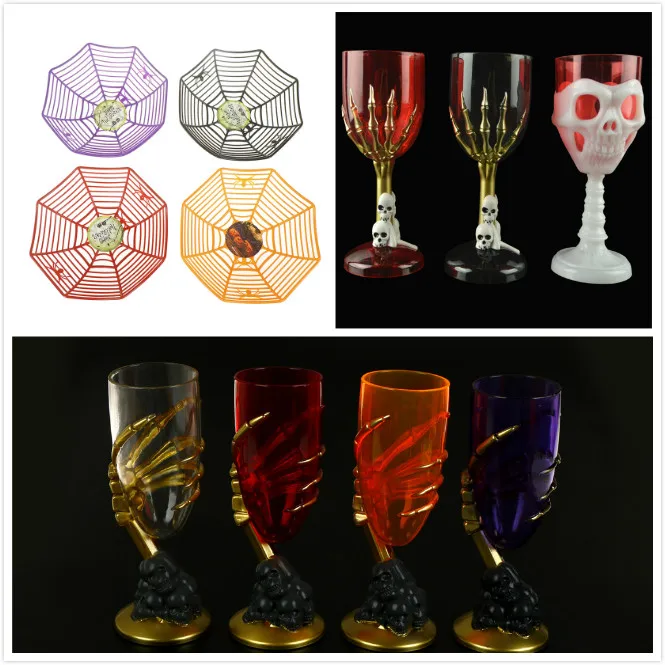 

Halloween Bar Drinking plastic Cup Devil Spiderweb Bowl Basket Ghost claws Skull head Spider Party Prop Screaming Ghost Claw