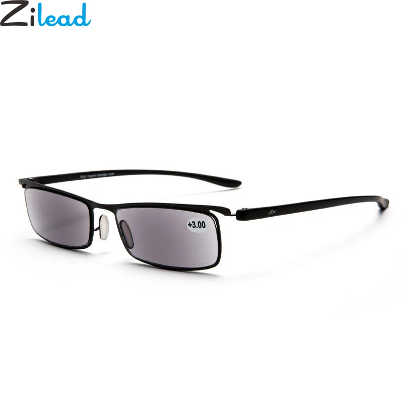 Zilead, Ультралегкая оправа, полуизвестность и безрамные металлические солнцезащитные очки для чтения, мужские бизнес очки из смолы для дальнозоркости+ 1,5 до+ 3,5 унисекс