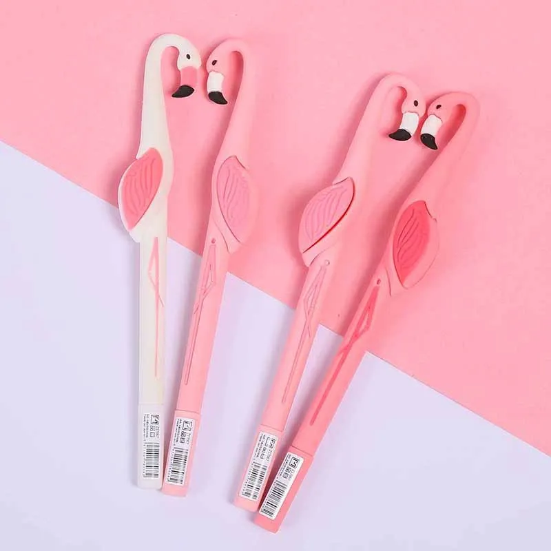 

10PCS Korea Stationery Flamingo Soft Silicone Black Gel Pen Creative Flexible Glue Water Pen Students