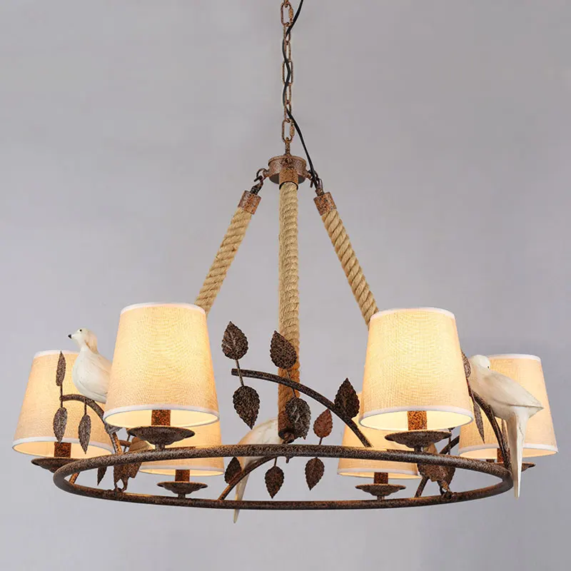 

Individual American country birds living room chandelier retro Iron Chandelier rope