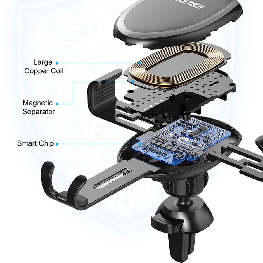 CHOETECH Qi Wireless Car Charger Holder For iPhone Xs Max Xr 8 Plus Phone Fast Car Mount Wireless Charging Stand For Samsung S9