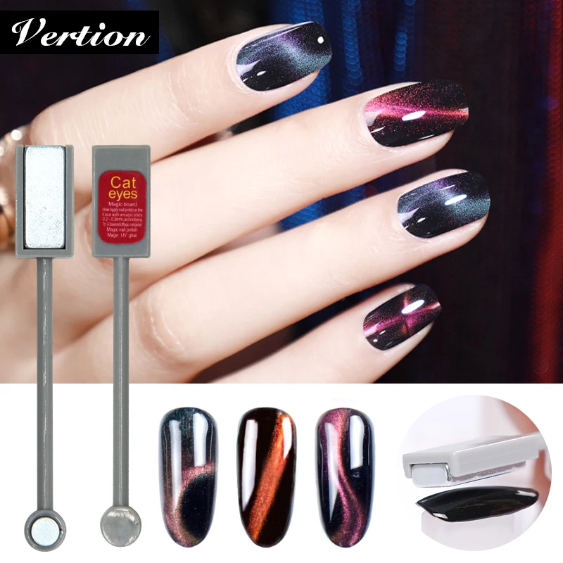 Verntion Stick Nail Design Set 3D Cat Eye Gel Double Stick Strong Effect