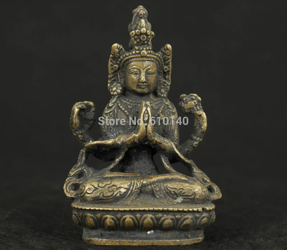 

K@1@AA@Chinese Old Tibet Collectable Bronze Carved Buddha Statue Noble Gift Ornament