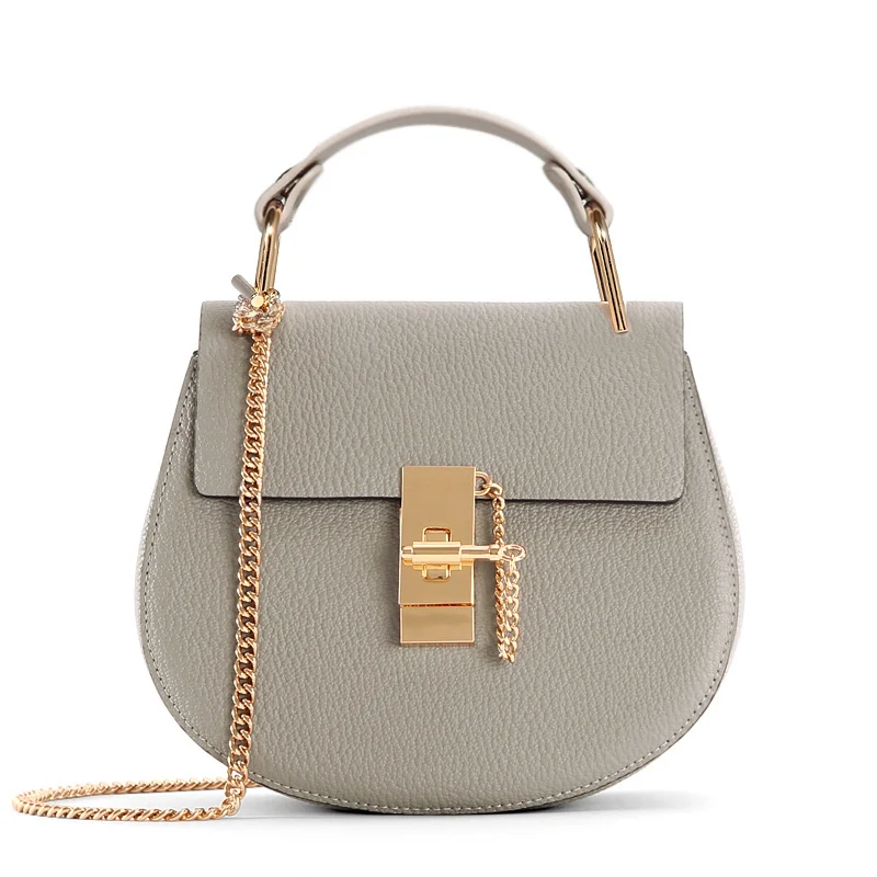 T0001 Женская мини-седельная сумка, модная женская маленькая сумка-мессенджер для девочек, сумка через плечо на цепочке, сумка из воловьей кожи с клапаном, женская сумка - Цвет: big gray