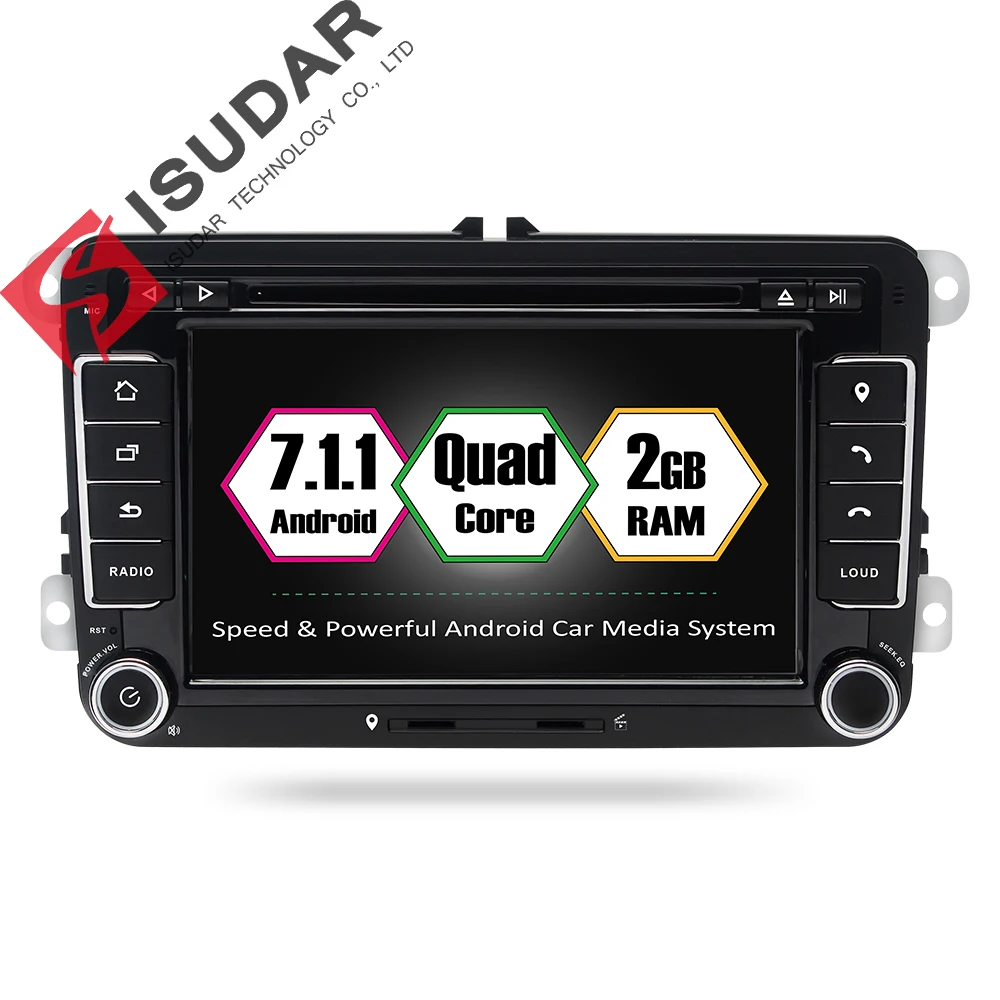 Isudar font b Car b font Multimedia Player GPS Android 7 1 1 2 Din font