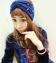 T17610 2017newest Good stretch fashion stretch 100 cotton plain punk headbands spikes rivets custom summer headband