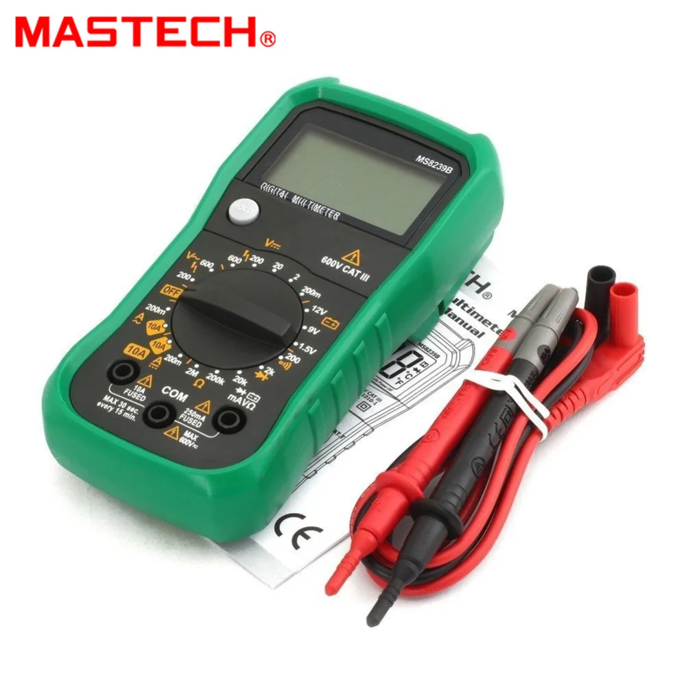 MASTECH MS8239B цифровой мультиметр с ЖК дисплеем Портативный Вольтметр Амперметр