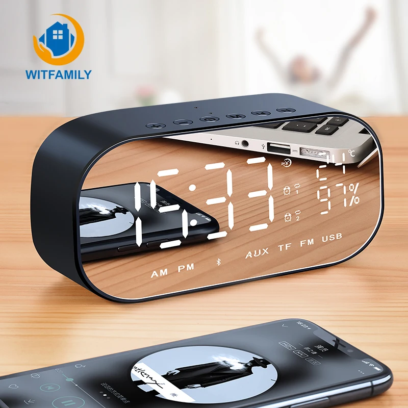 

Multifunction Intelligent Wireless Bluetooth Clock with Speakers Home Mini LED Display Digital Table temperature Alarm Clock