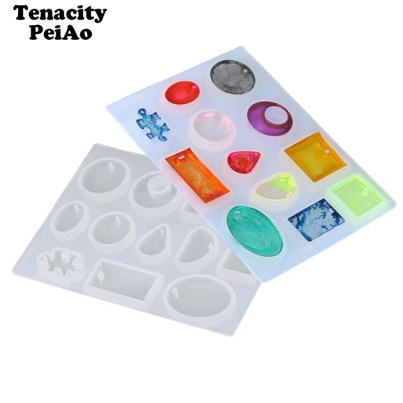 

12 Designs Cabochon Silicone Mold Necklace Pendant Resin Jewelry Making Mould DIY Hand Craft resin molds for Jewelry tools