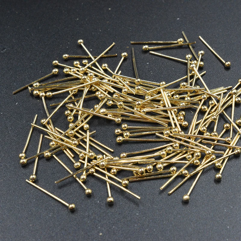 FLTMRH 250pcs 30MM Gold Color Plated Brass Ball Pins Connect Beads Pins