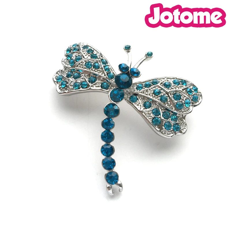 Aqua Blue Dragonfly Crystal Silver Brooch Wedding Accessories Bridal Brooch Bouquet Hair Comb DIY Crafts-1